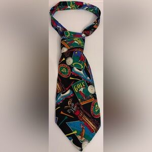 Addiction Golf Tournament Theme Men's 100% Silk Hand Made Necktie
